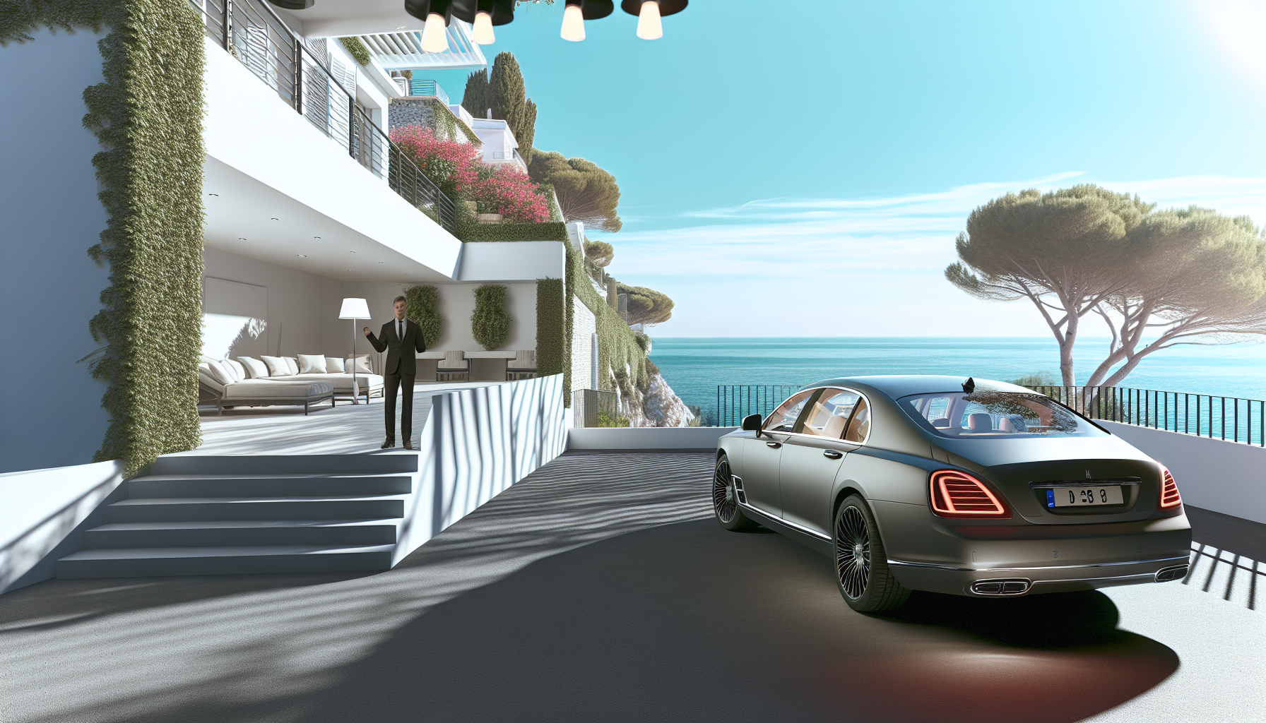 Image d’ambiance de conciergerie de luxe à Antony avec villa haut de gamme, terrasse élégante et service premium