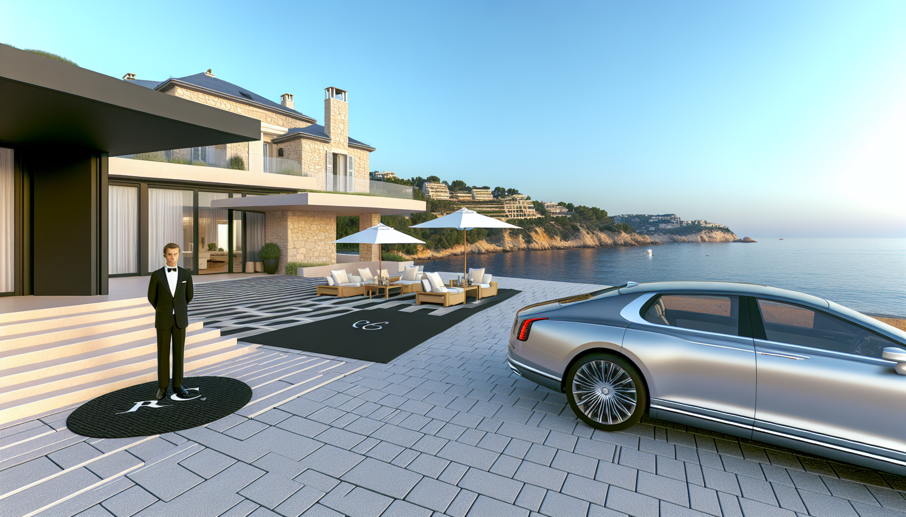 Image d’ambiance de conciergerie de luxe à Avignon avec villa haut de gamme, terrasse élégante et service premium