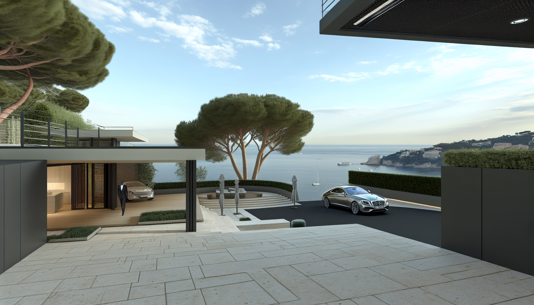 Image d’ambiance de conciergerie de luxe à Bourg-la-Reine avec villa haut de gamme, terrasse élégante et service premium