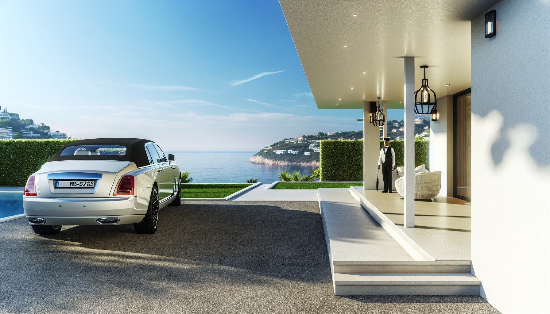 Image d’ambiance de conciergerie de luxe à Cagnes-sur-Mer avec villa haut de gamme, terrasse élégante et service premium