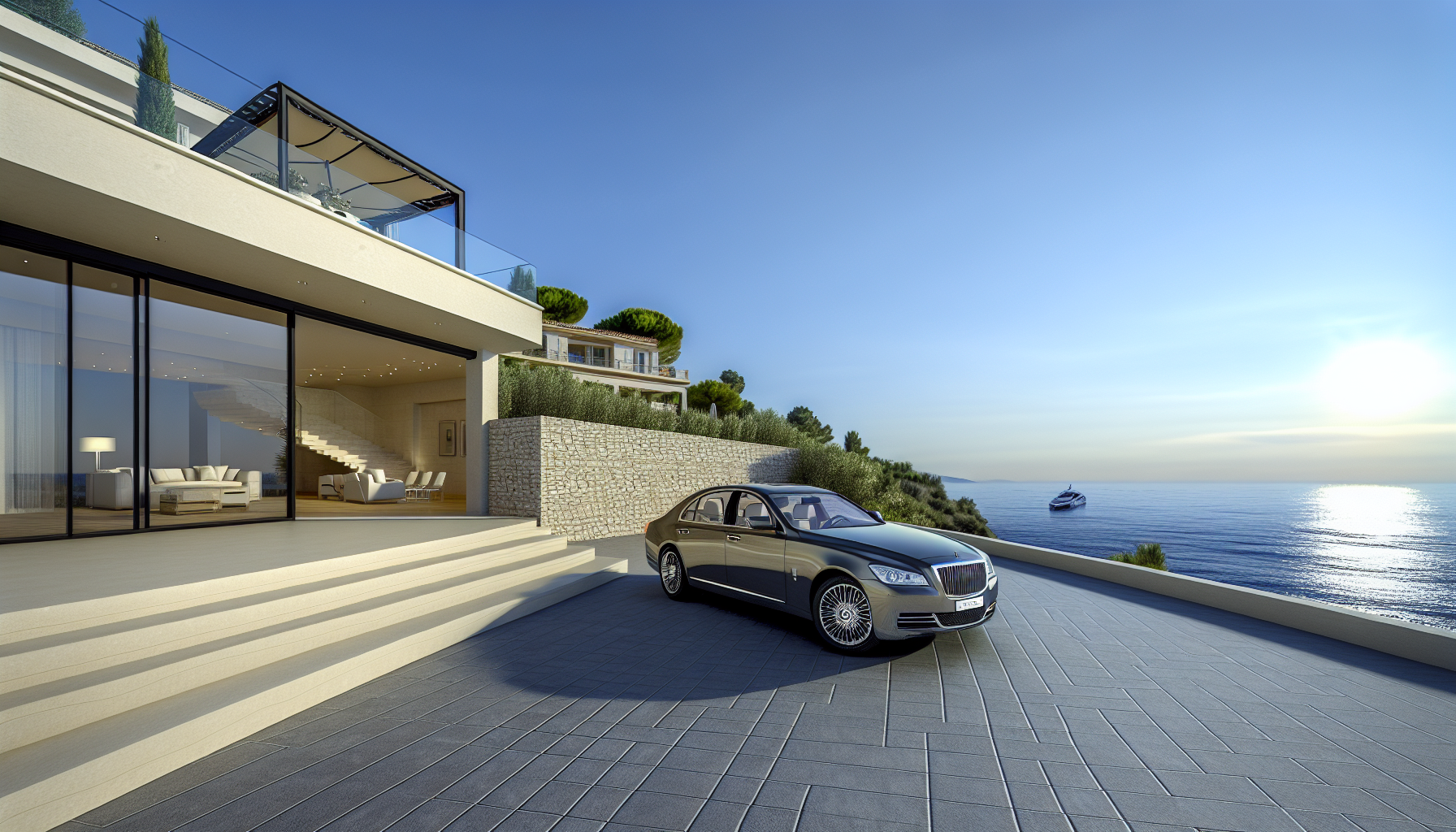 Image d’ambiance de conciergerie de luxe à Chatou avec villa haut de gamme, terrasse élégante et service premium