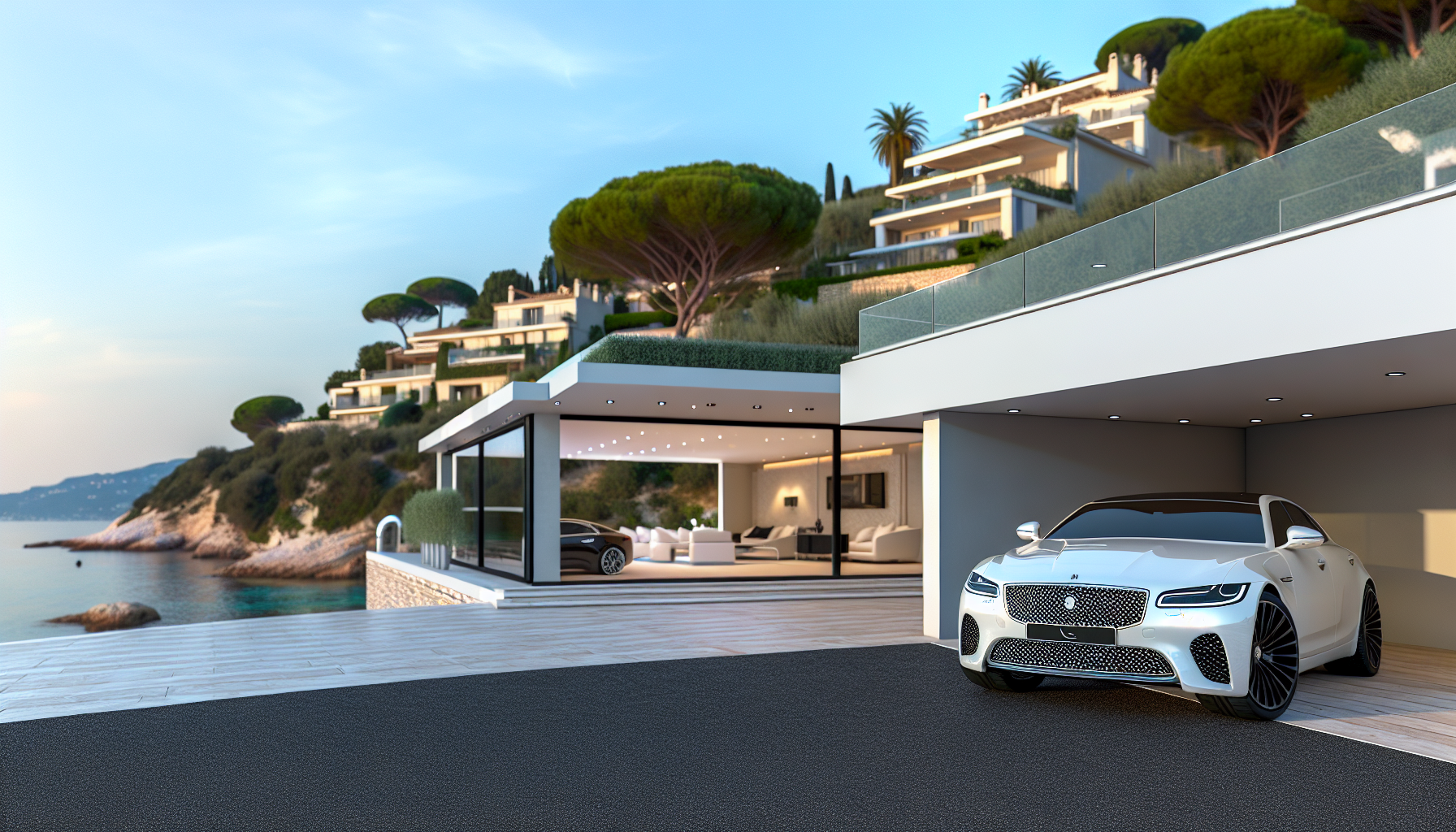 Image d’ambiance de conciergerie de luxe à Fréjus avec villa haut de gamme, terrasse élégante et service premium