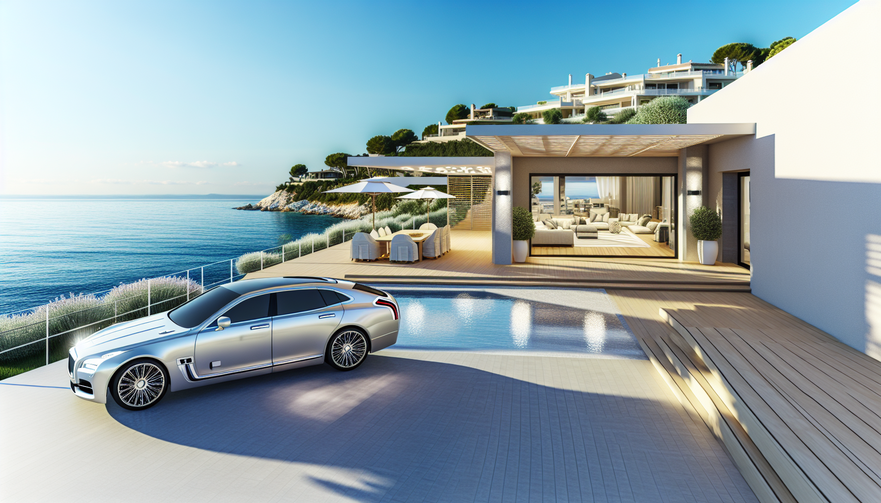 Image d’ambiance de conciergerie de luxe à La Seyne-sur-Mer avec villa haut de gamme, terrasse élégante et service premium