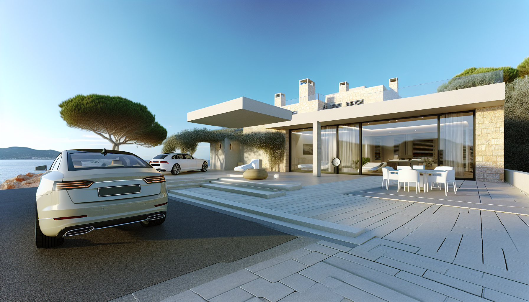 Image d’ambiance de conciergerie de luxe à Nice avec villa haut de gamme, terrasse élégante et service premium