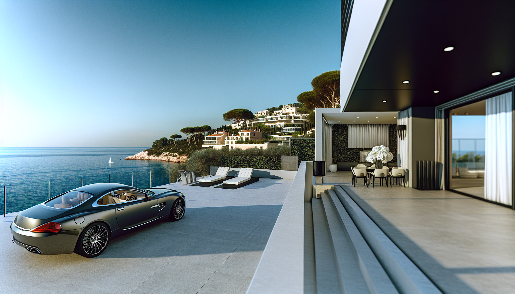 Image d’ambiance de conciergerie de luxe à Saint-Raphaël avec villa haut de gamme, terrasse élégante et service premium