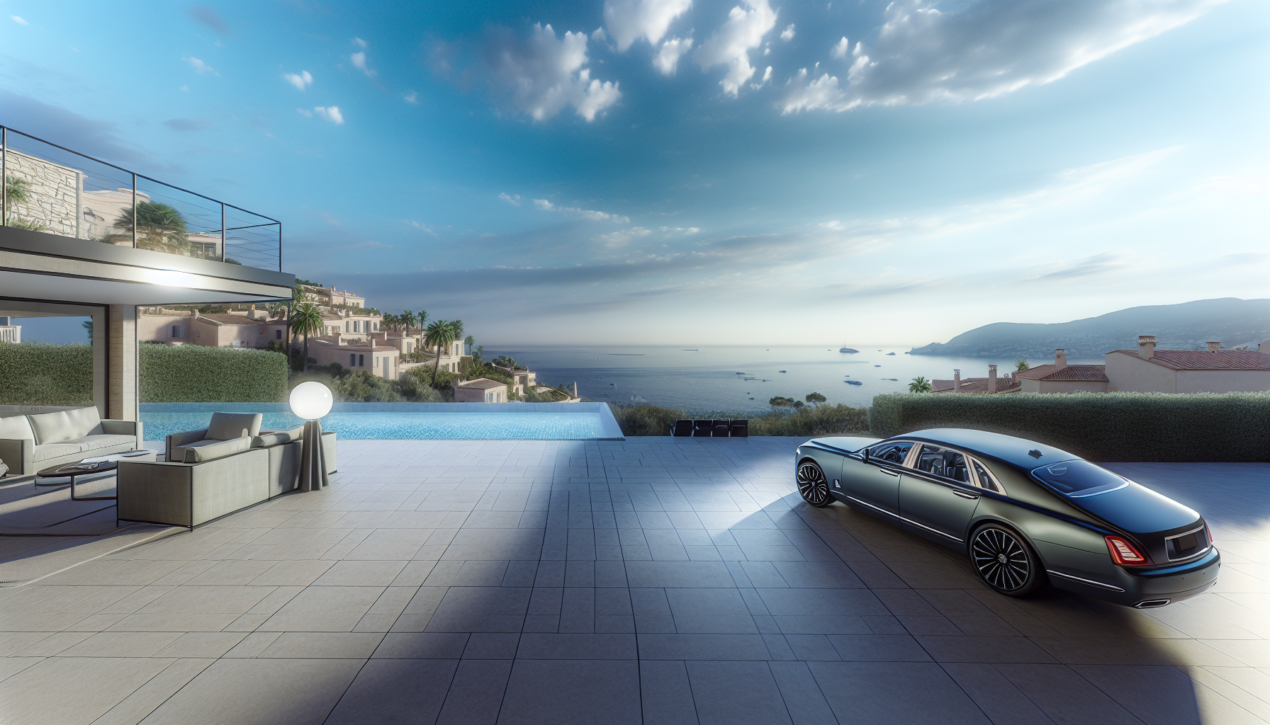 Image d’ambiance de conciergerie de luxe à Six-Fours-les-Plages avec villa haut de gamme, terrasse élégante et service premium