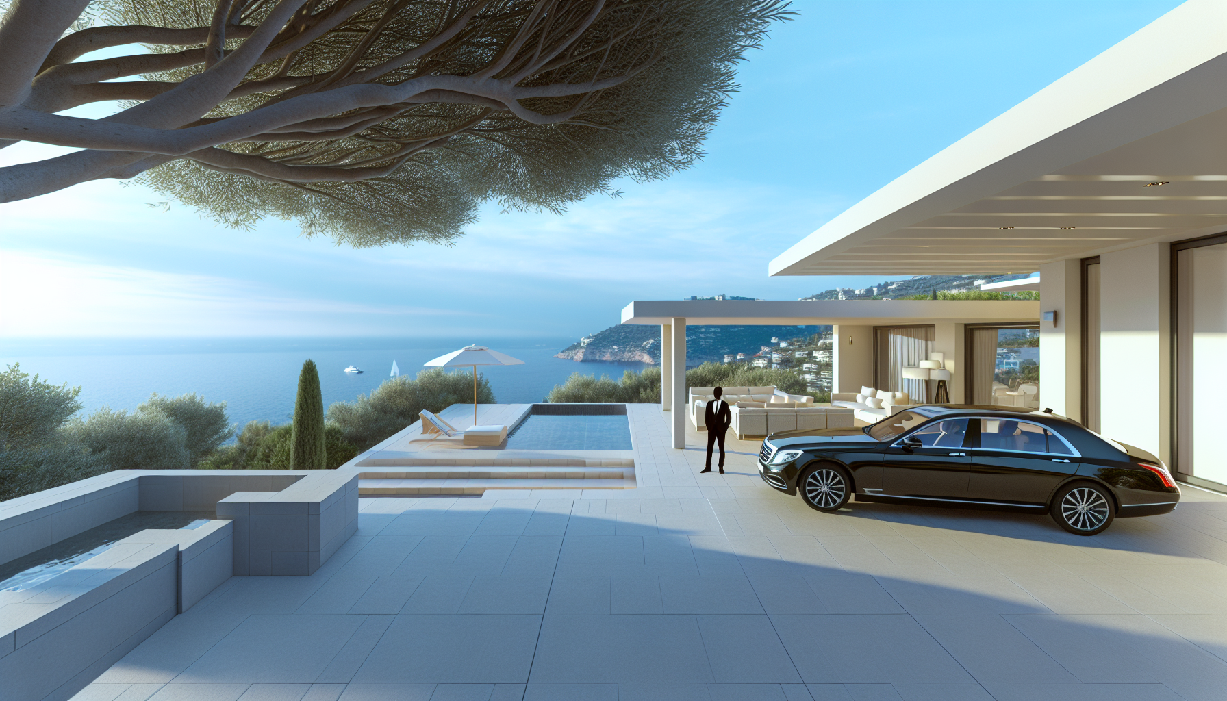 Image d’ambiance de conciergerie de luxe à Tassin-la-Demi-Lune avec villa haut de gamme, terrasse élégante et service premium