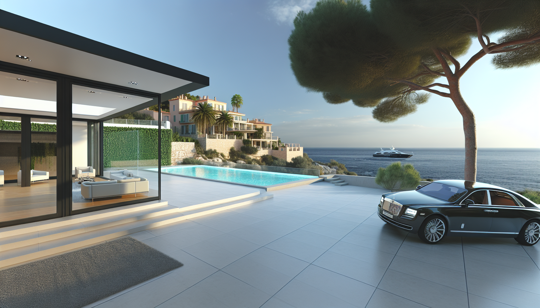 Image d’ambiance de conciergerie de luxe à Vaucresson avec villa haut de gamme, terrasse élégante et service premium